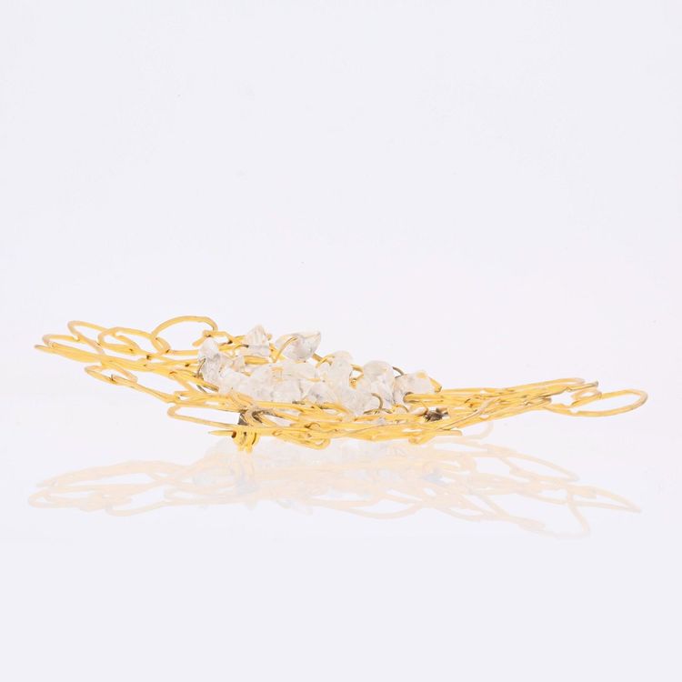 Grande broche ornementale métal doré
