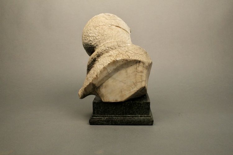 Stone sculpture Child's face 19th century on marble base