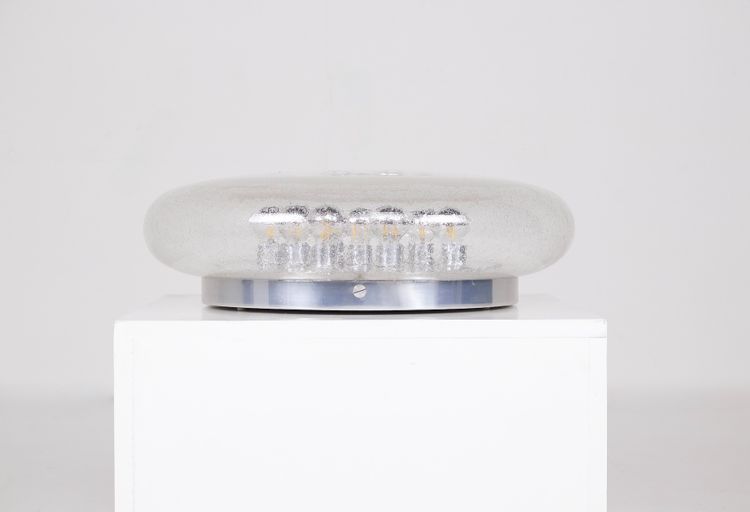 Large round ceiling light in bubble-blown glass, circa 1970