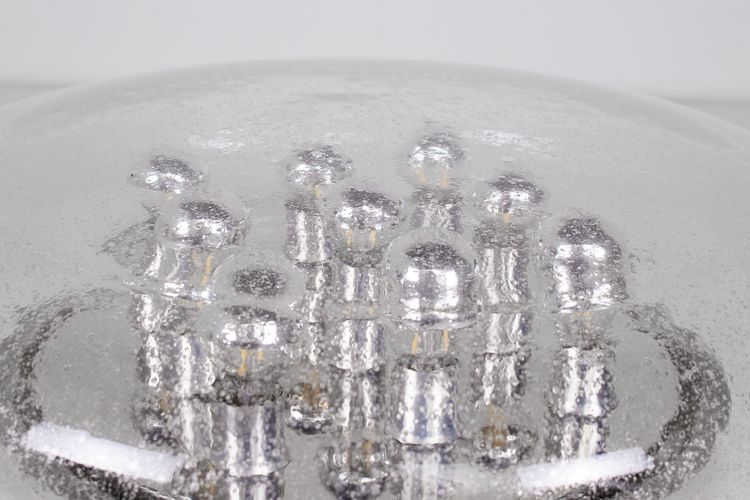 Large round ceiling light in bubble-blown glass, circa 1970