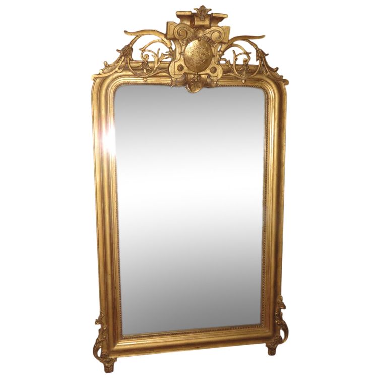 Specchio d'epoca del XIX secolo, in legno dorato.