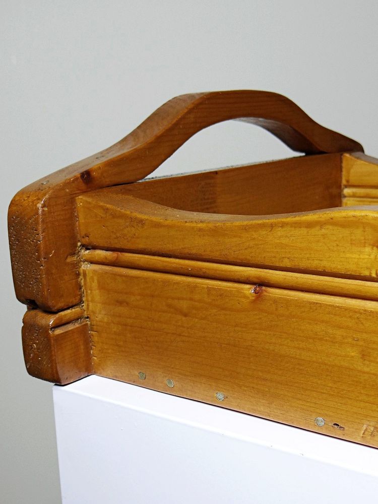 Solid wood tray with handles, crafts, rustic style, 60s-70s