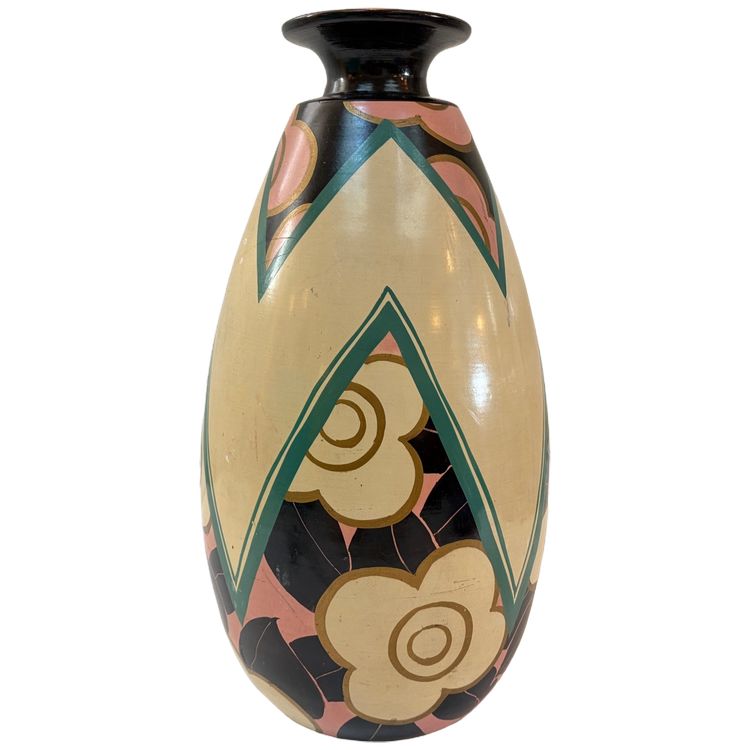 ART-DECO CERAMIC VASE BY LOUIS GIRAUD IN VALLAURIS, CIRCA 1940.