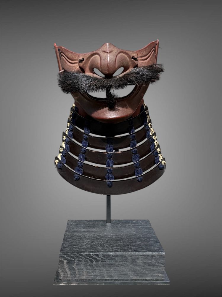 Halbe Samurai-Mempo-Maske – Edo-Zeit (1603–1868).