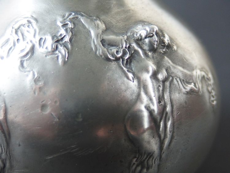 Art Nouveau spherical pewter vase by Jules Desbois