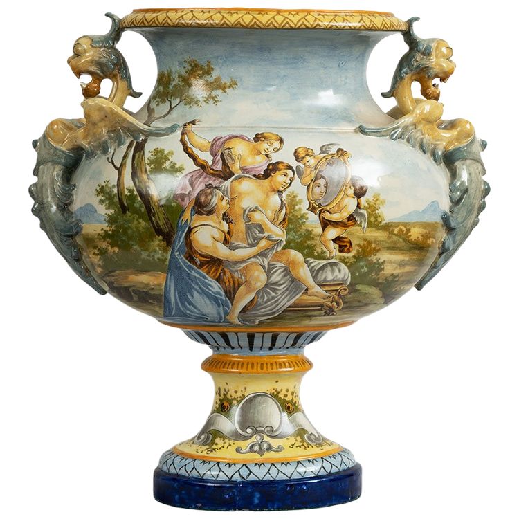 Antike bemalte Porzellanschale, Italien, 19. Jahrhundert