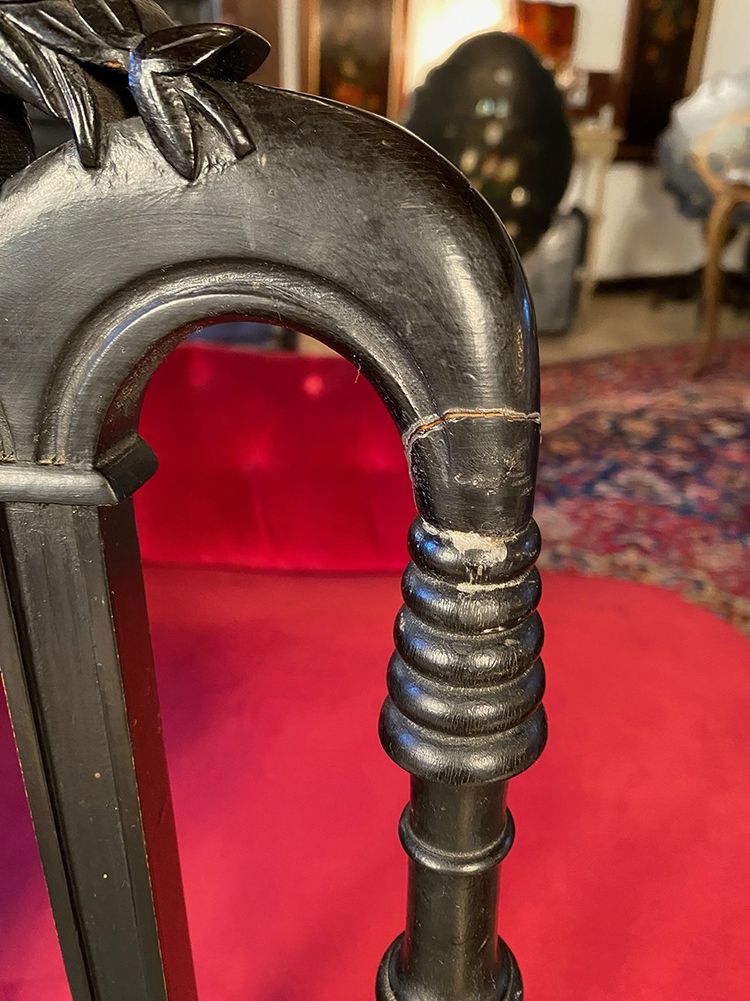 Fake pair of Napoleon III low chairs in blackened wood