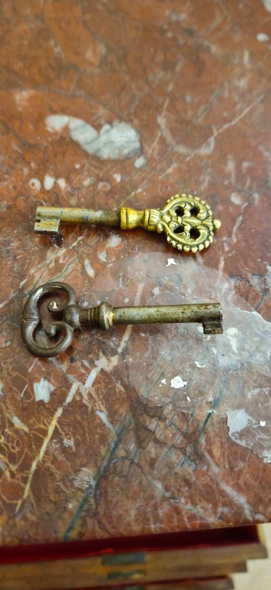 Antique Louis XV style marquetry secretary desk – marble top