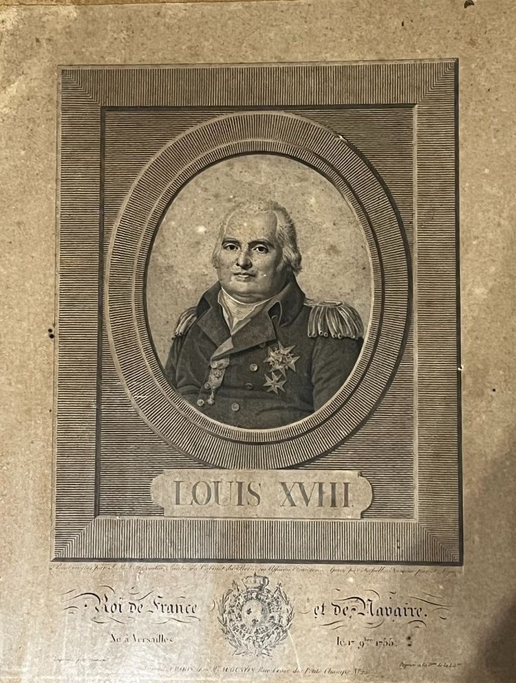 Louis XVIII, gravure encadrée, 19ème siècle