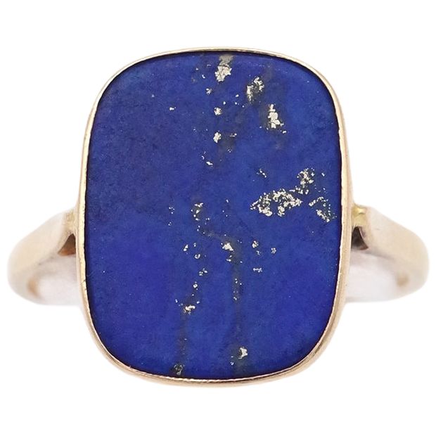 Lapis lazuli ring in 18 karat gold, signet ring, men's ring