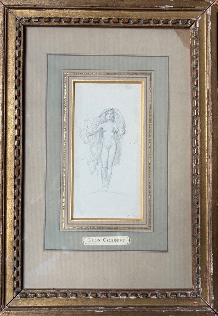 LÉON COGNIET, VÉNUS AU MIROIR, DESSIN
