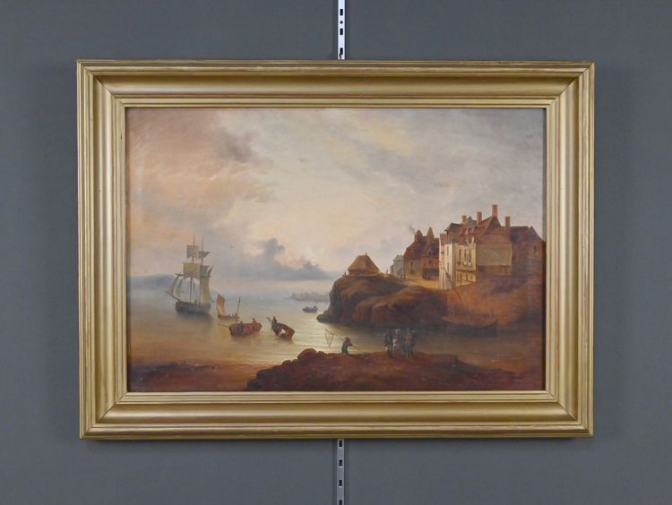 Painting "Light on the Port", French School, 19th century