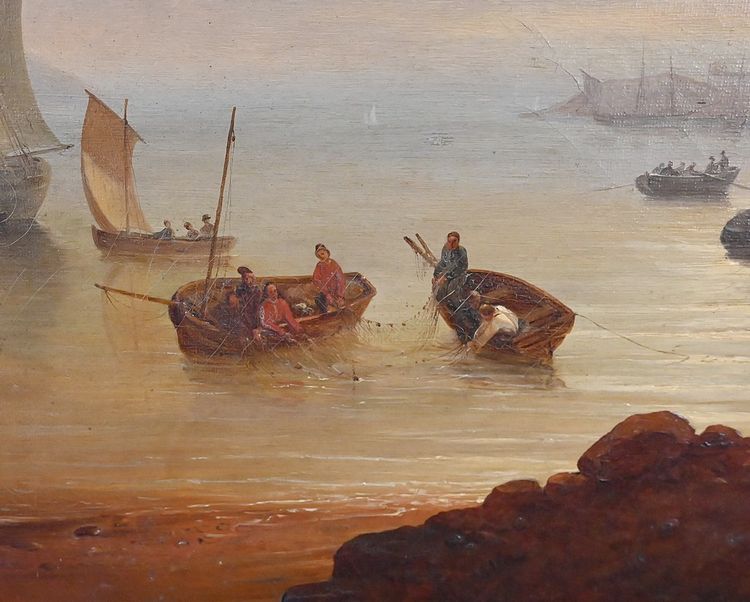 Painting "Light on the Port", French School, 19th century