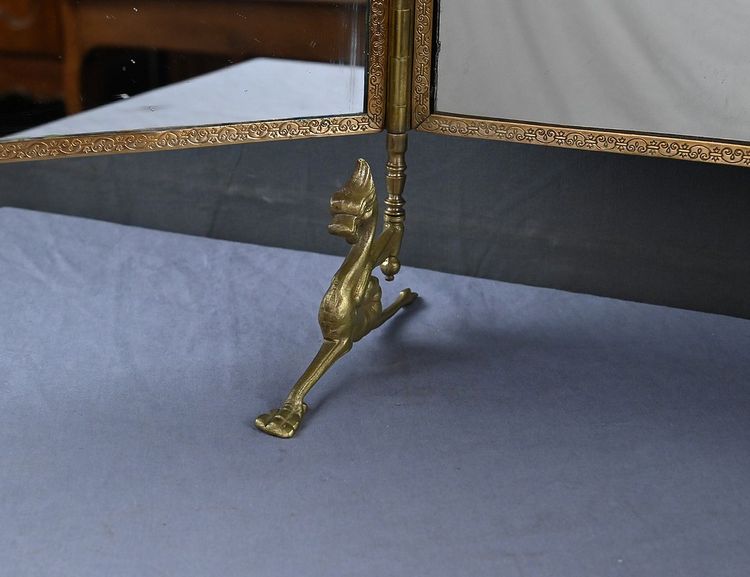 Raro specchio trittico in bronzo - 1900