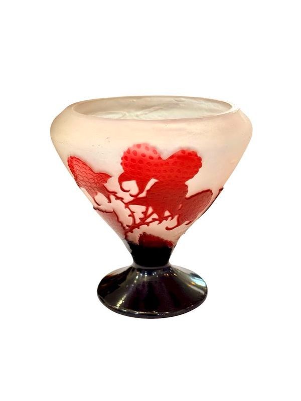 D'Argental Vase "Raspberries and Butterfly"