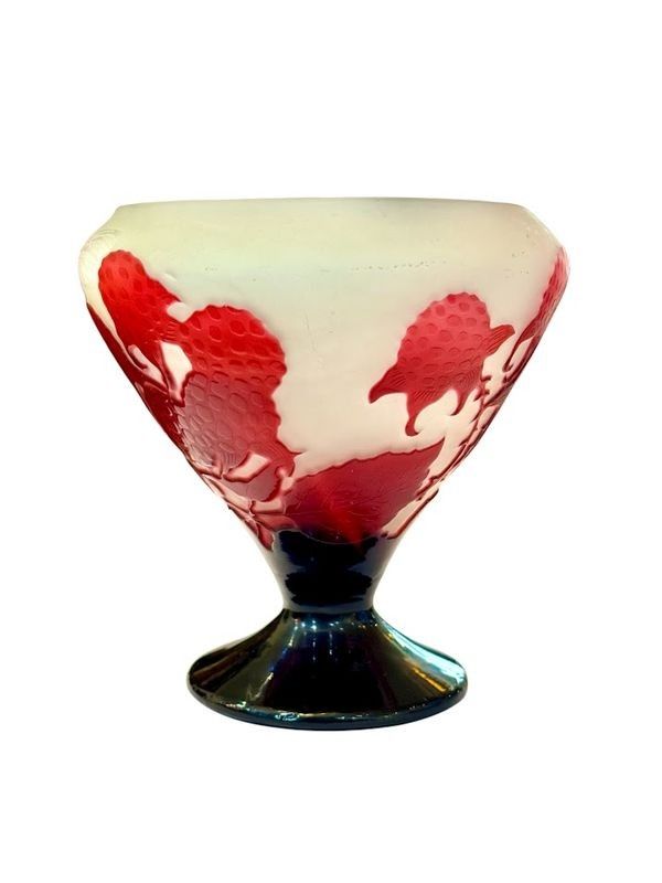 D'Argental Vase "Raspberries and Butterfly"