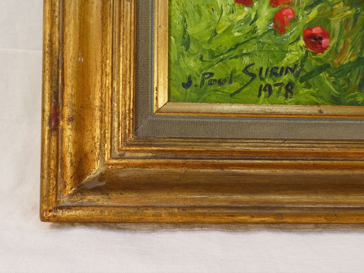 Jean-Paul SURIN - CUEILLETTE DES COQUELICOTS - Huile sur toile