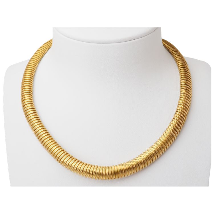 Collier Tubogas Souple Or Jaune 18k Vintage 