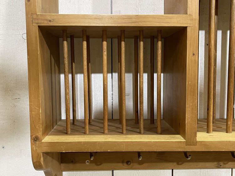 English wall shelf made of fir wood from the 1980s