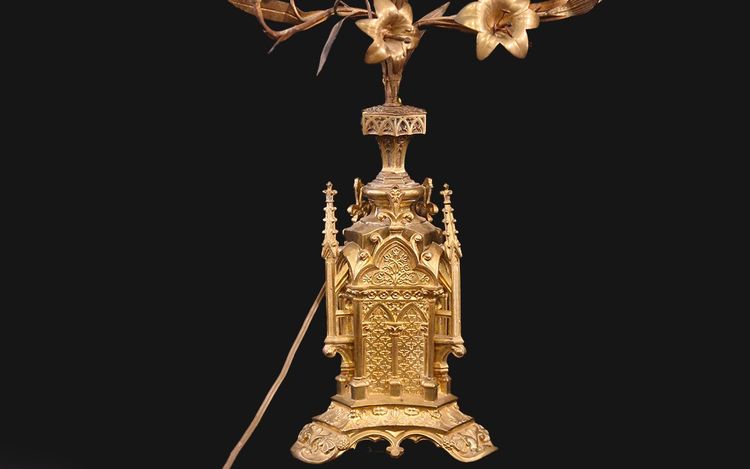 Gilt bronze gilt bronze Gothic decorated base