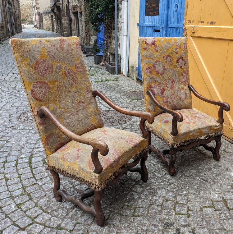 Two Louis XIII armchairs