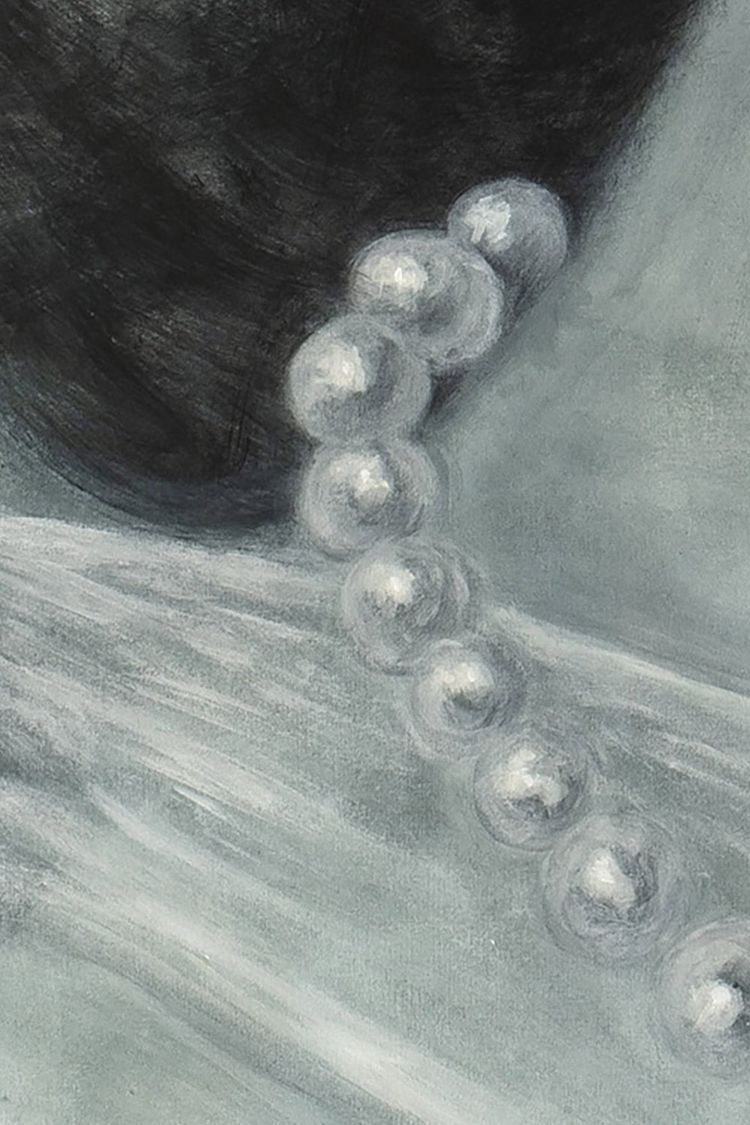 Evelyne Baget Détail peint d’un portrait de jeune femme. Contemporain