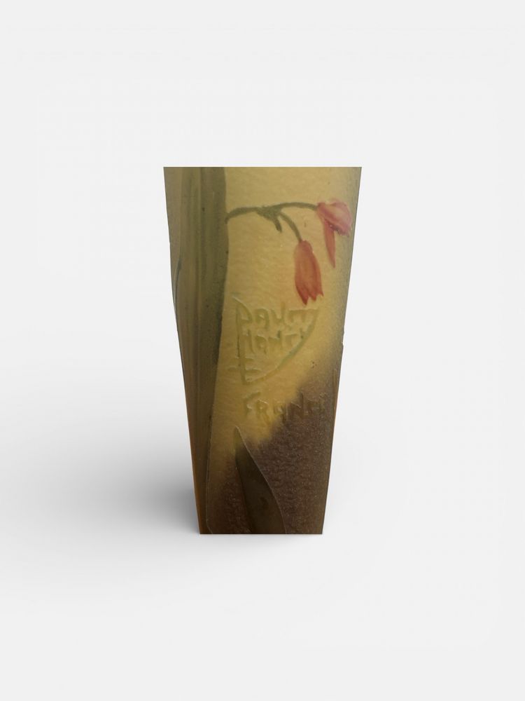 Daum Nancy - Vaso in vetro multistrato con decoro floreale smaltato - pâte de verre - Gallé