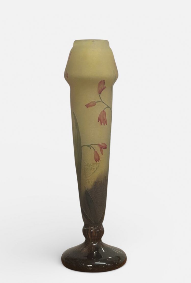 Daum Nancy - Vaso in vetro multistrato con decoro floreale smaltato - pâte de verre - Gallé
