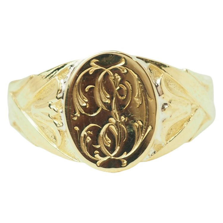Chevalière Or Jaune 18k Gravée 
