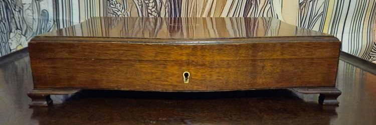 Antique mahogany box/casket with brass inlay – 19th century
