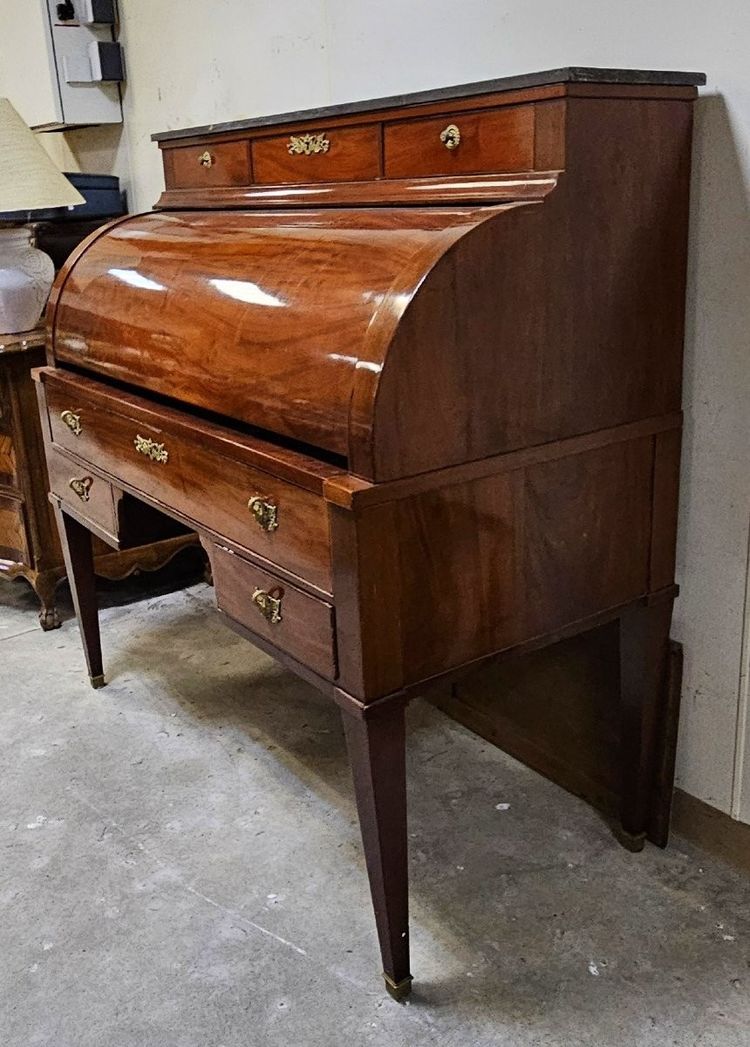Important Louis XVI style mahogany cylinder secretary desk with double writing system