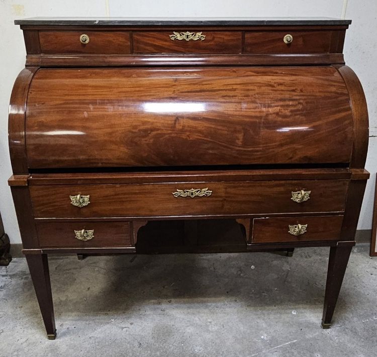 Important Louis XVI style mahogany cylinder secretary desk with double writing system