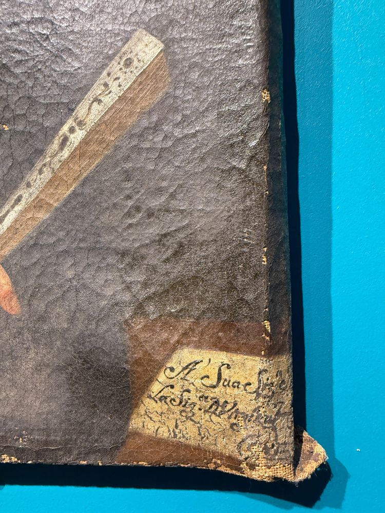 Antico dipinto olio su tela Dama XVIII sec, in costume dell'epoca, 71x53cm. 