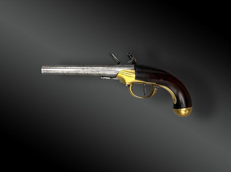 PISTOLET à silex modèle 1777, 2ème type dit à coffre France XVIIIème siècle, période Louis XVI