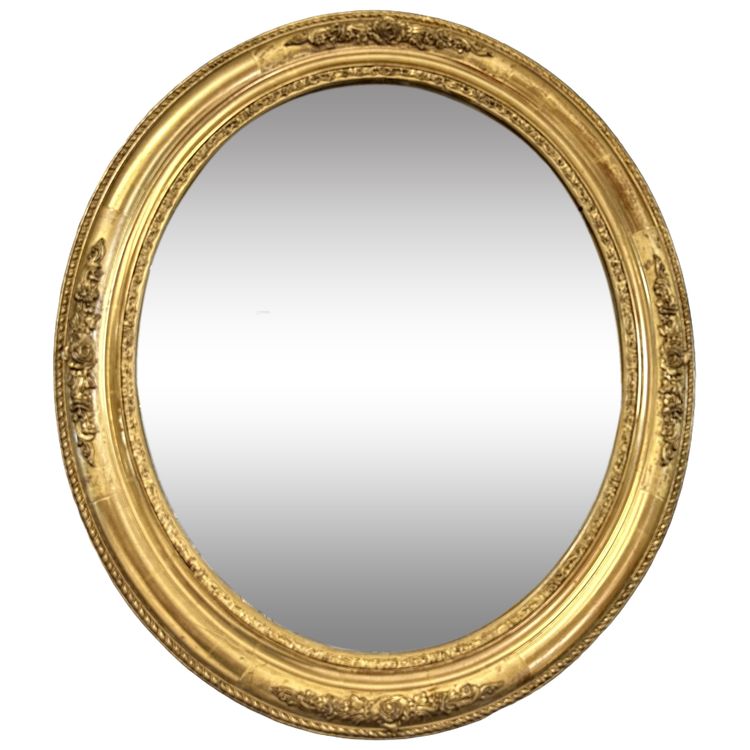 Paire de miroirs oval 66x59 époque restauration 