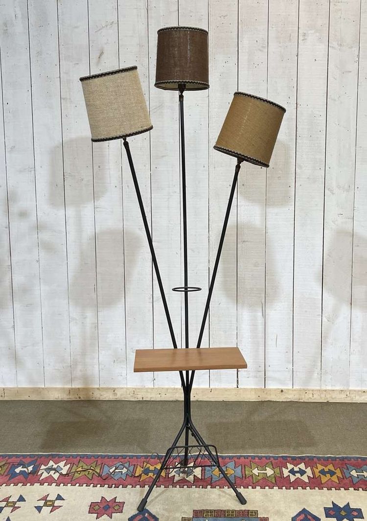 1960s 3-light floor lamp with its original lampshades