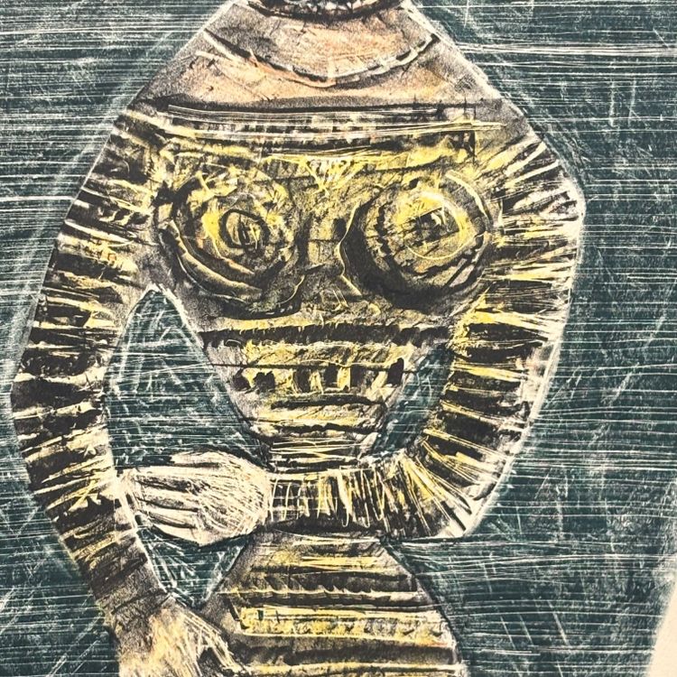 Massimo Campigli 1957 Litografia a colori 48 x 35,50 .  ! Figure di donne “ Numerata 188/200 firmata