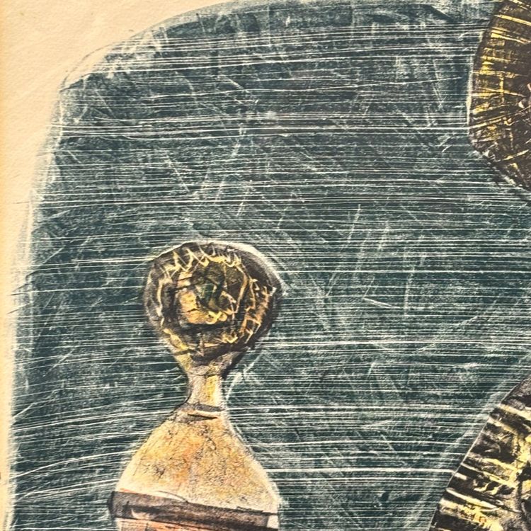 Massimo Campigli 1957 Litografia a colori 48 x 35,50 .  ! Figure di donne “ Numerata 188/200 firmata