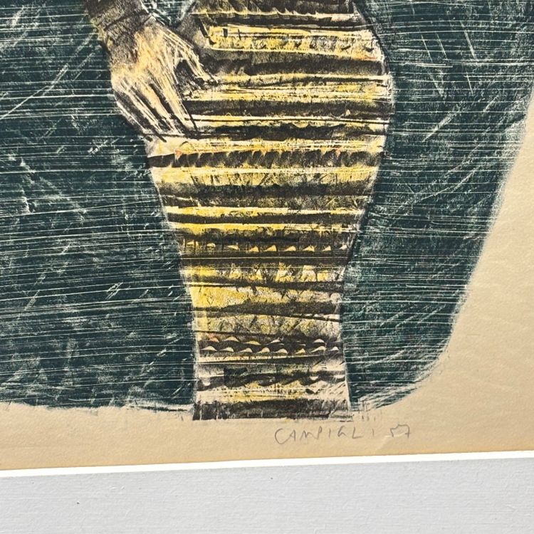 Massimo Campigli 1957 Litografia a colori 48 x 35,50 .  ! Figure di donne “ Numerata 188/200 firmata