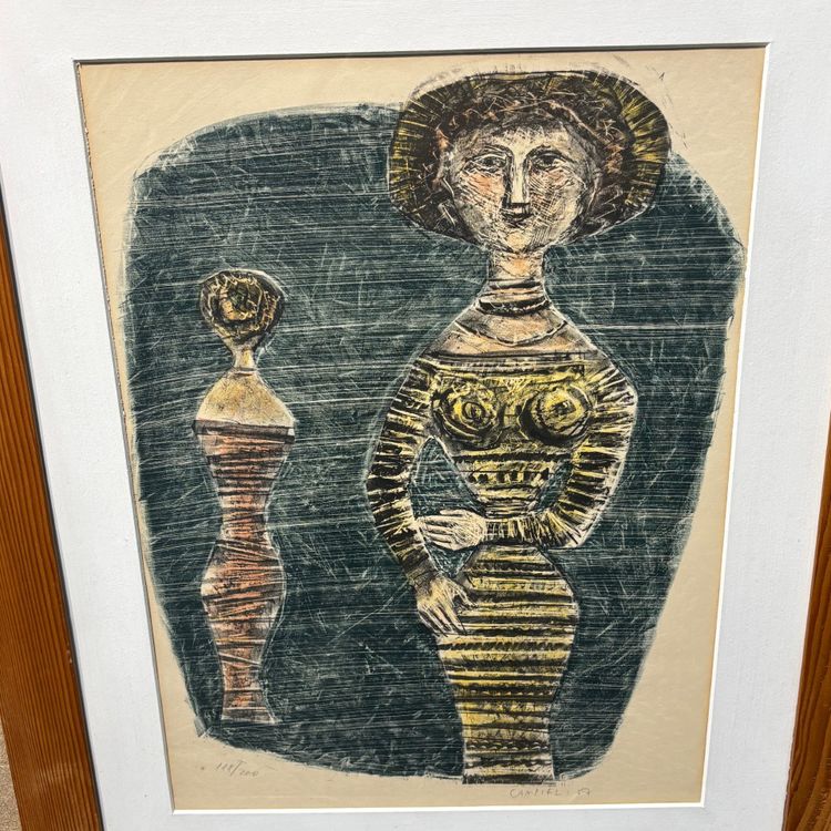 Massimo Campigli 1957 Litografia a colori 48 x 35,50 .  ! Figure di donne “ Numerata 188/200 firmata