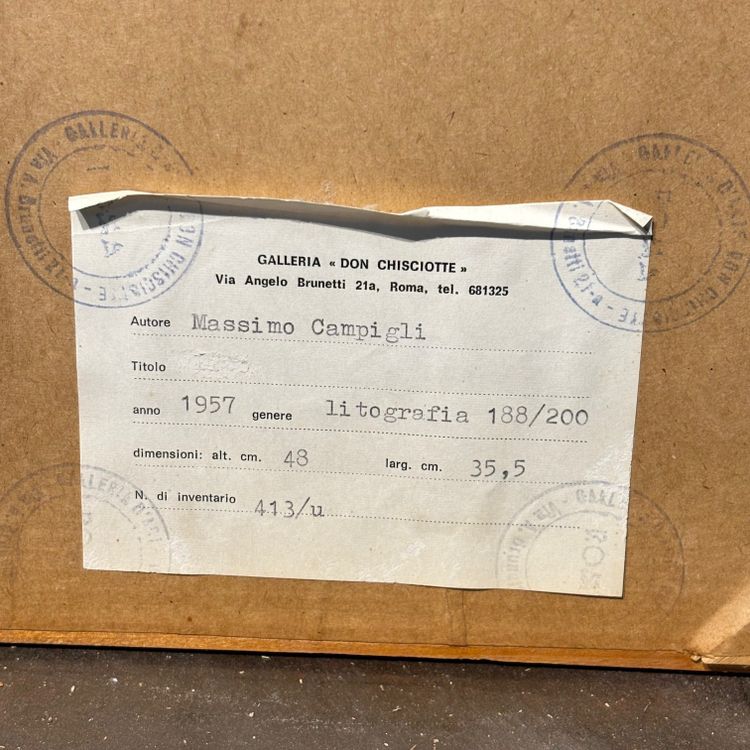 Massimo Campigli 1957 Litografia a colori 48 x 35,50 .  ! Figure di donne “ Numerata 188/200 firmata