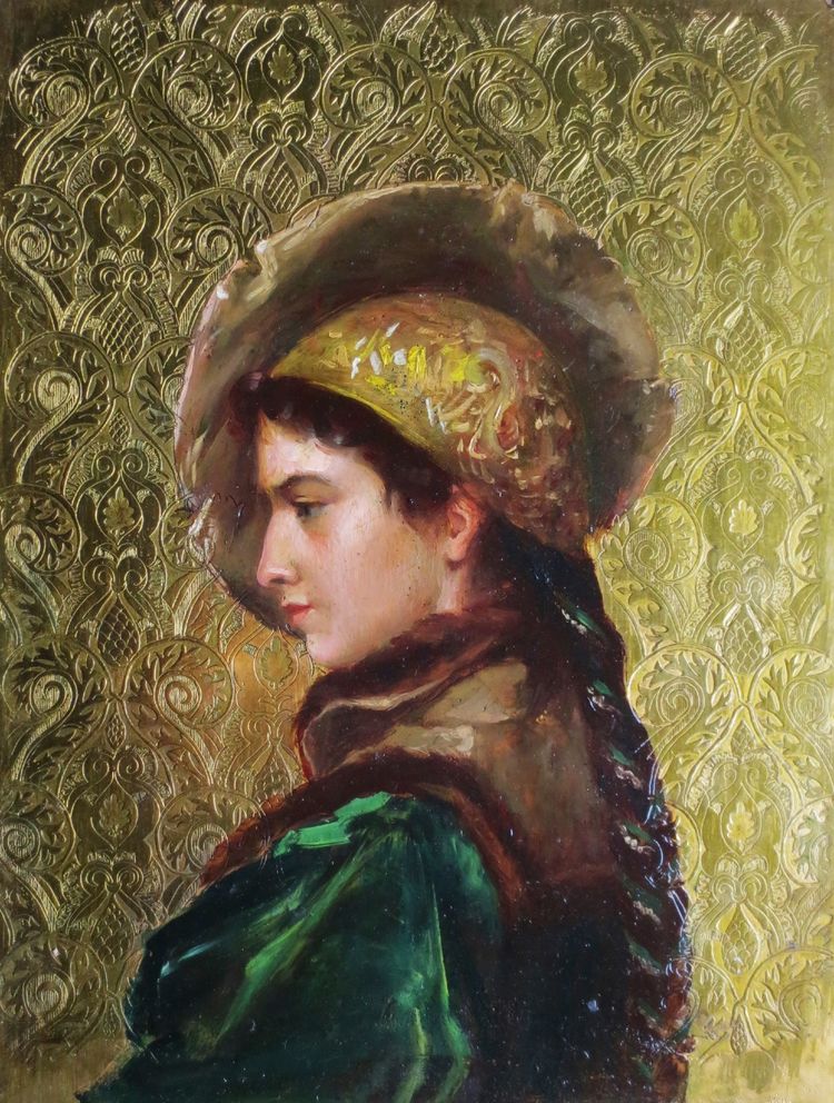 Portrait de jeune femme, école russe du XIXe siècle.    