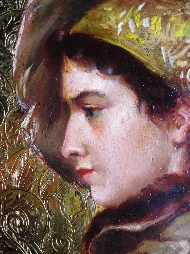 Portrait de jeune femme, école russe du XIXe siècle.    