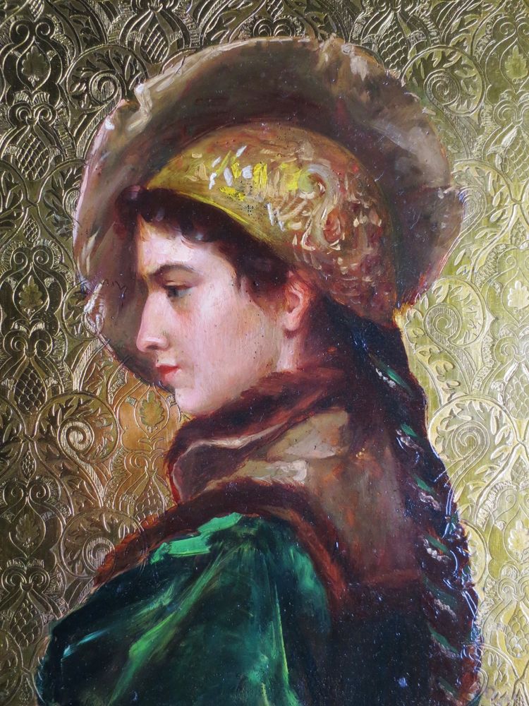 Portrait de jeune femme, école russe du XIXe siècle.    