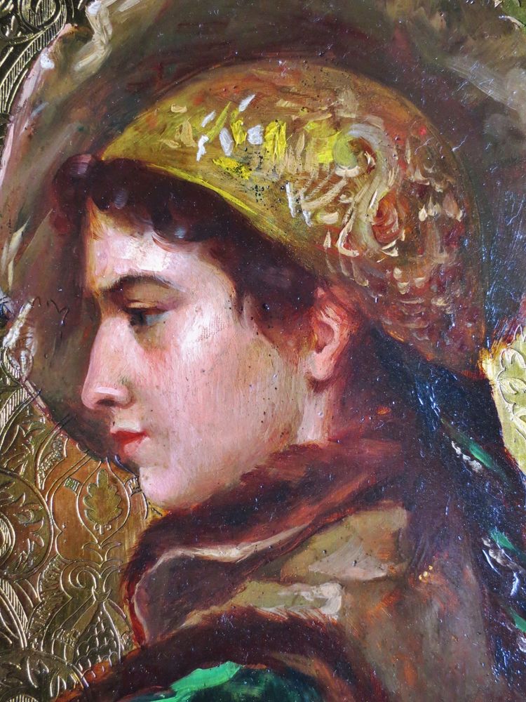 Portrait de jeune femme, école russe du XIXe siècle.    