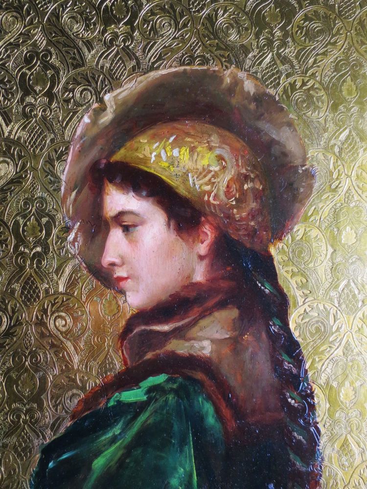 Portrait de jeune femme, école russe du XIXe siècle.    
