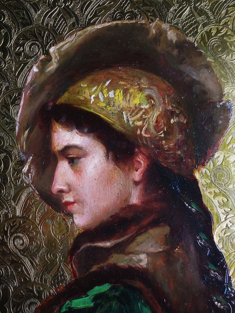 Portrait de jeune femme, école russe du XIXe siècle.    