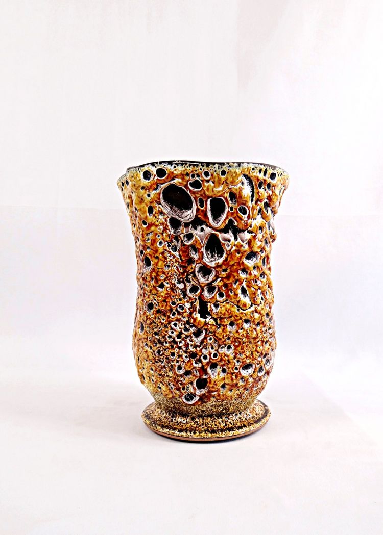 Vase Fat Lava ou Émaux de miel céramique de Vallauris vintage années 1970