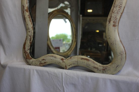 Small patinated wood mirror, mercury, 38 x 48 cm