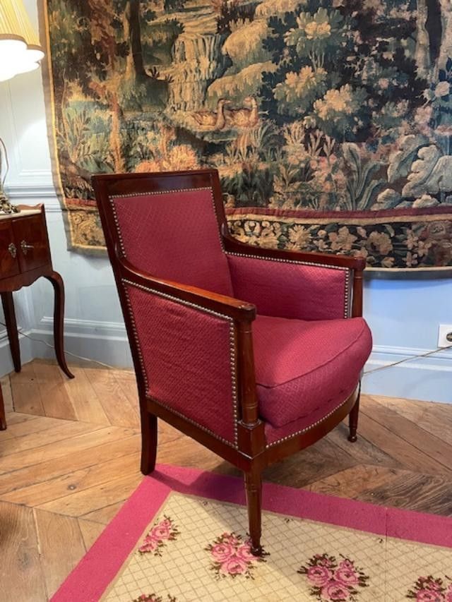 Bergère en acajou à coussin d'époque Directoire